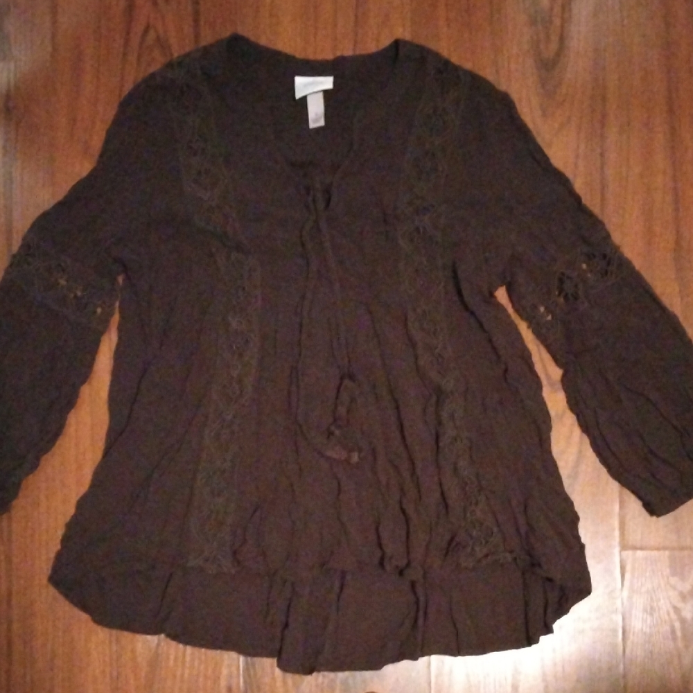Knox Rose Dark Brown Lace Blouse